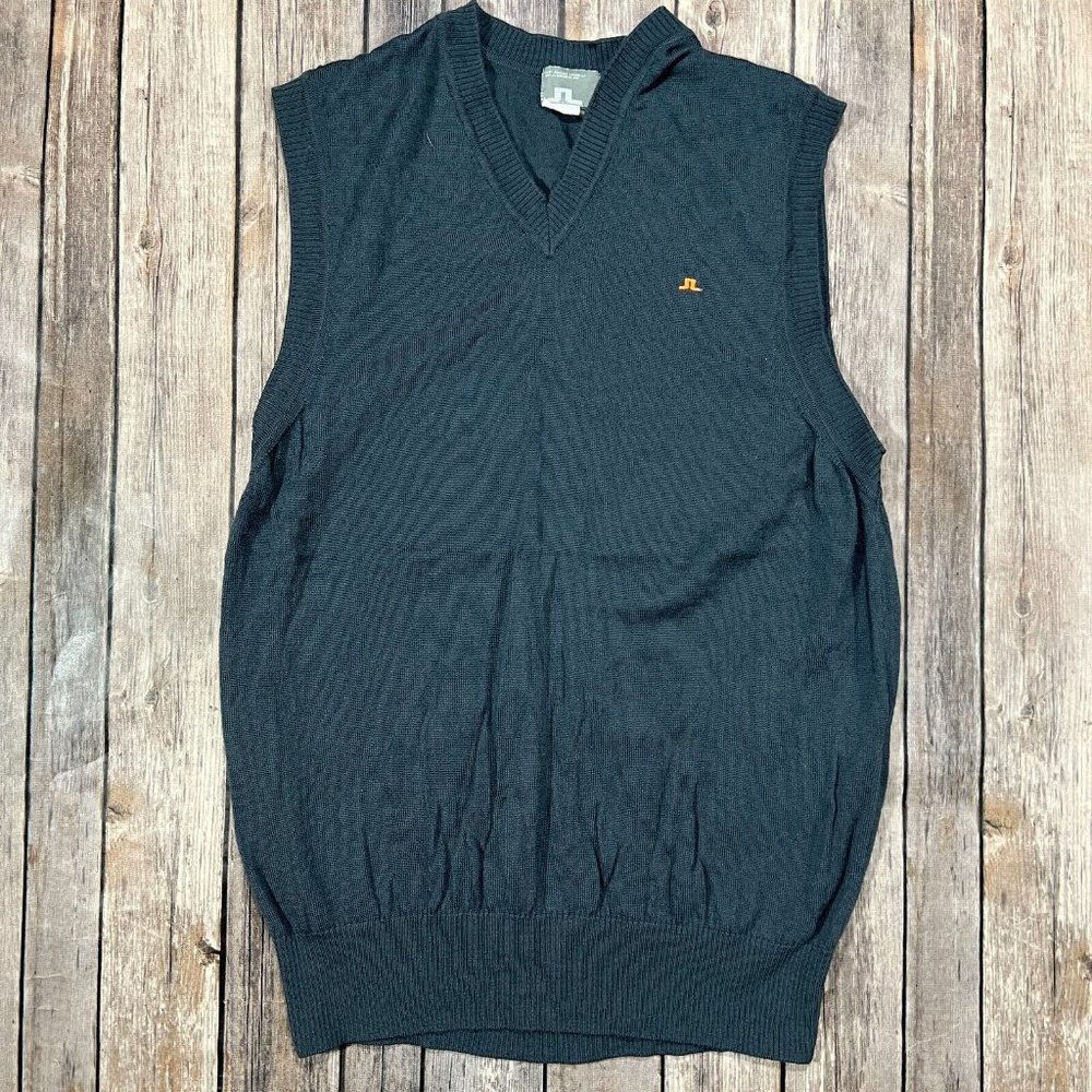 J Lindberg 100% Merino Wool Pullover Knit Sweater Vest Large Mens Grey